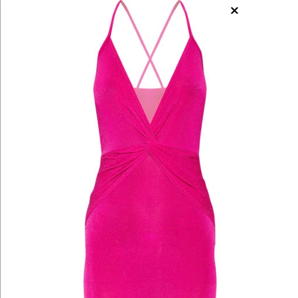 Hot Pink Strappy Cross Back Dress - Picture 2 of 5